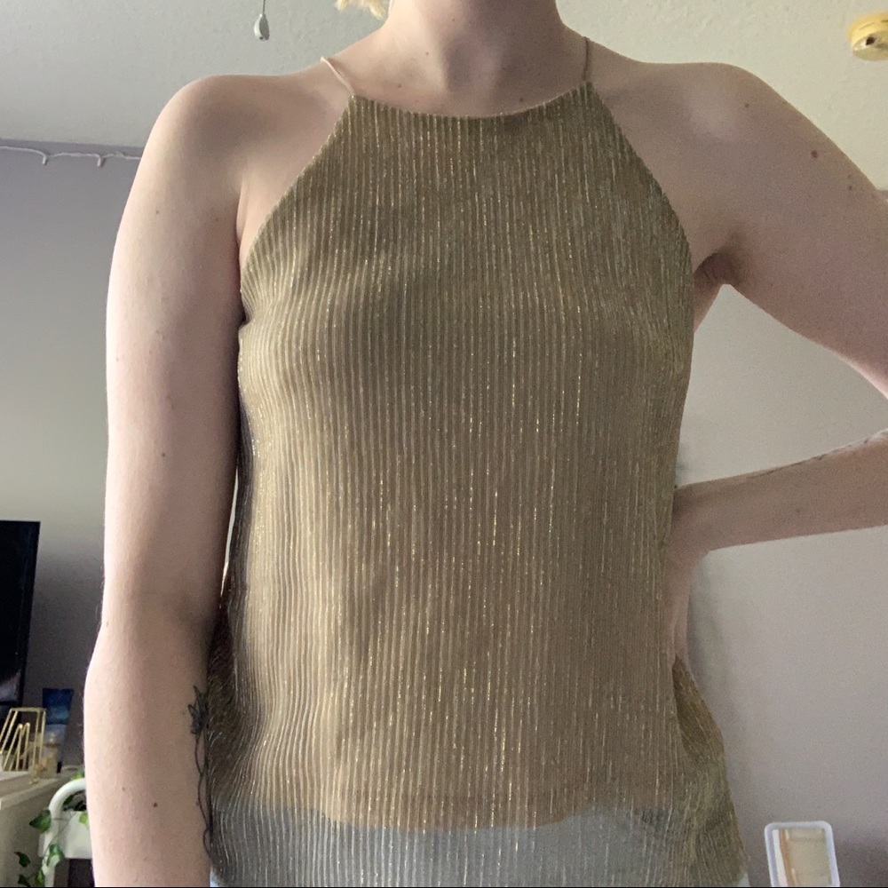 One Clothing Gold Glitter Holliday Top